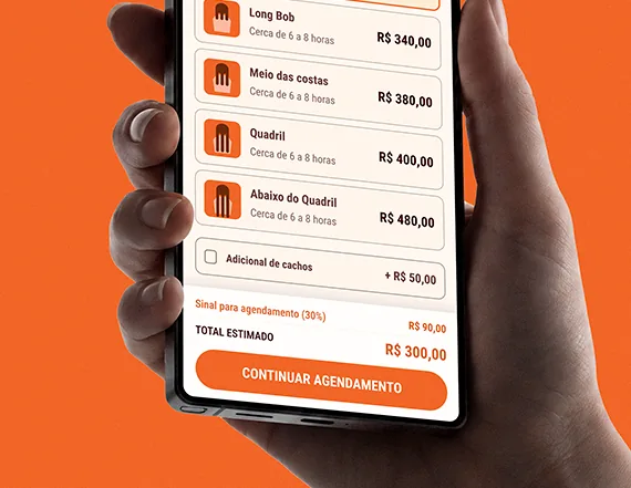 Tela de agendamento no celular com resumo e sinal