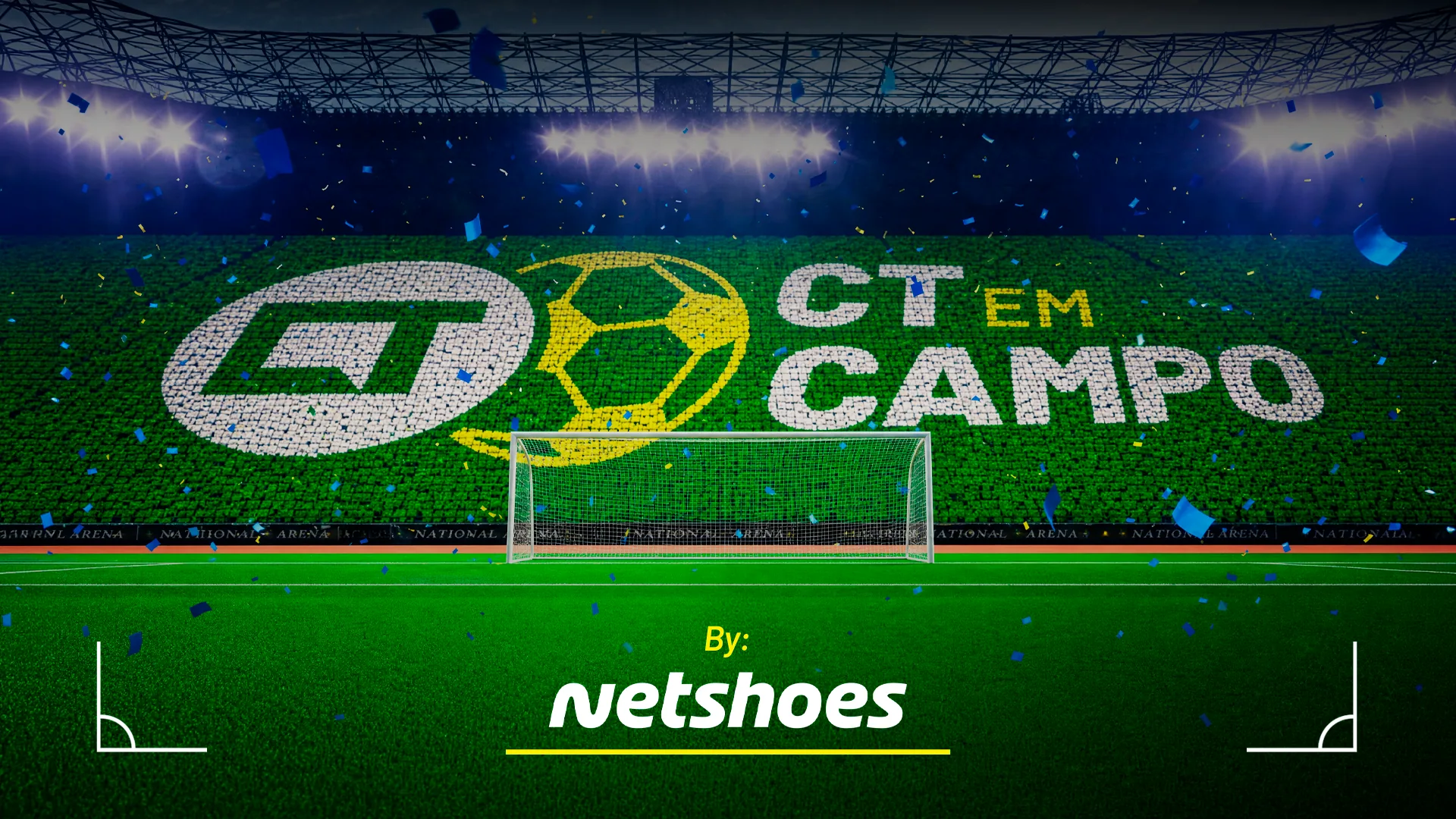 Key visual da campanha: arquibancada formando o logo CT em Campo
